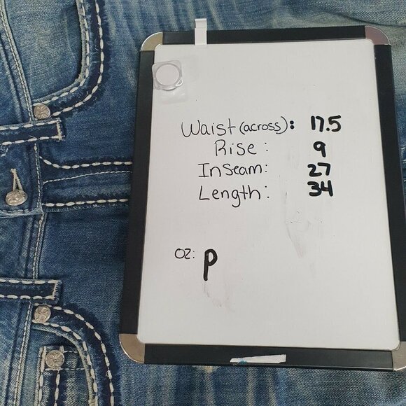 Miss Me Womens Distressed Boyfriend Capri Jeans Cropped Bling Size 28 JPB5014 - Picture 11 of 12